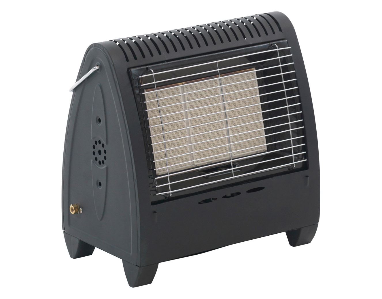 Wecamp gasvarmeovn i en fiks lille model, med væltesikring, bærerhank